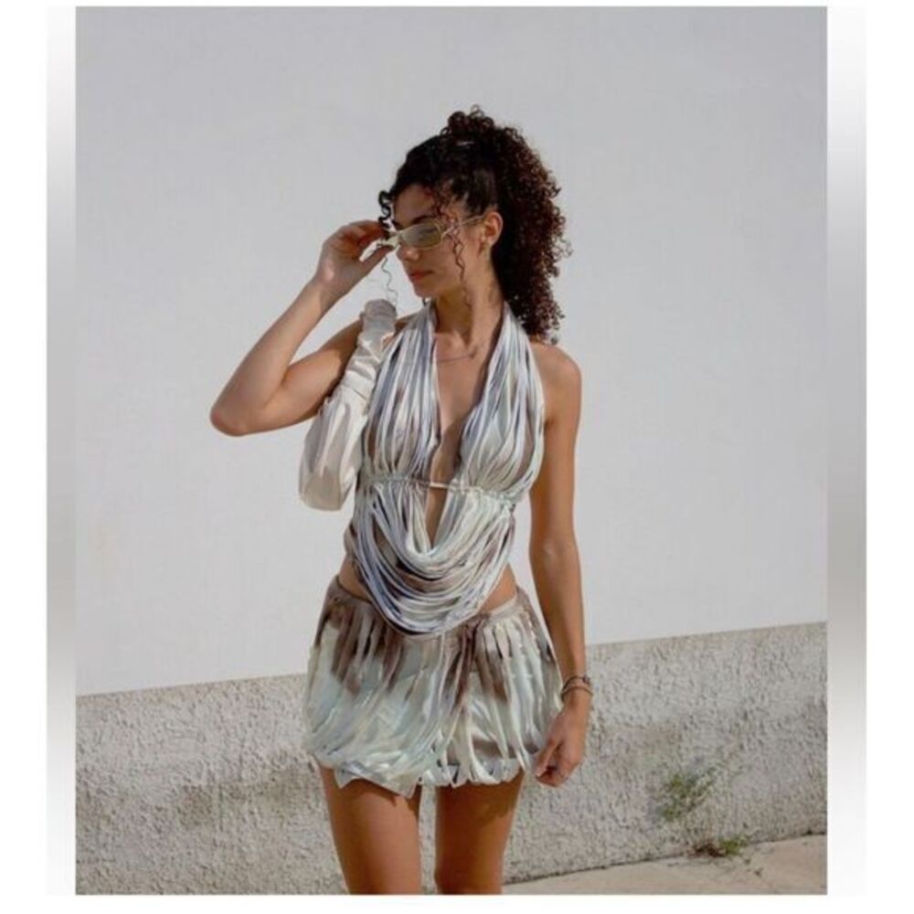 Micas Glamorous‎ Halter Mini Dress Draped Cowl Neck Party Cocktail Clubwear M